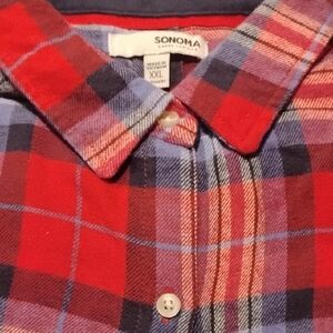 Sonoma Intimates Vibrant Plaid Button Down Shirt